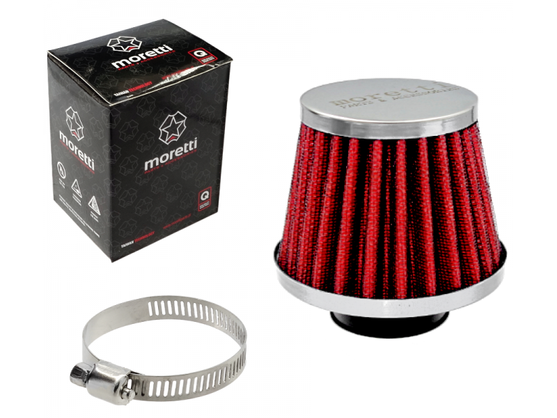 Cone air filter, red, diameter 31 mm