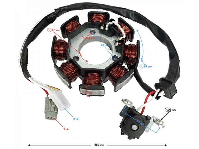 Ignition stator (magneto) for Travel 125 motorcycle
