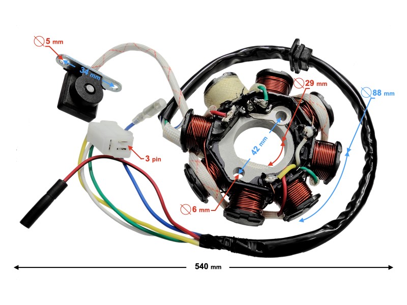 Ignition stator (magneto) for Huragan 125
