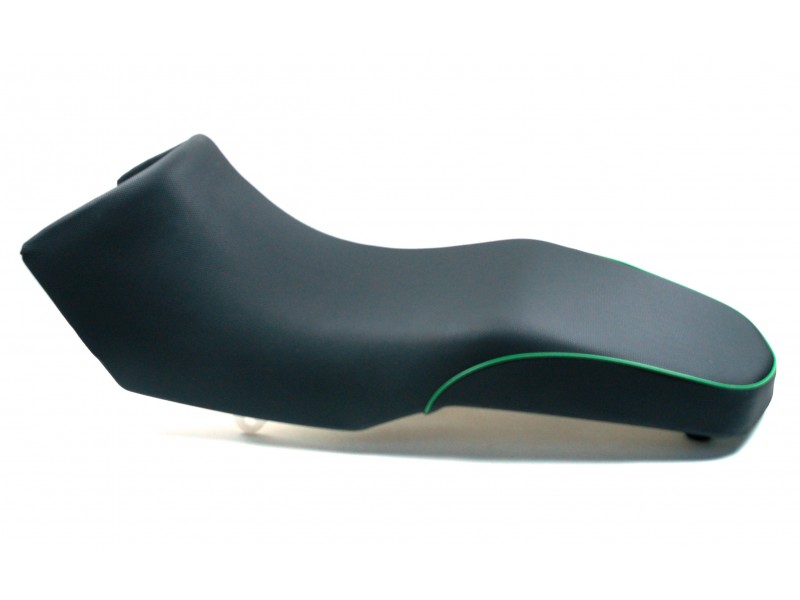 Seat with green hem for Hyper 125 motorcycle