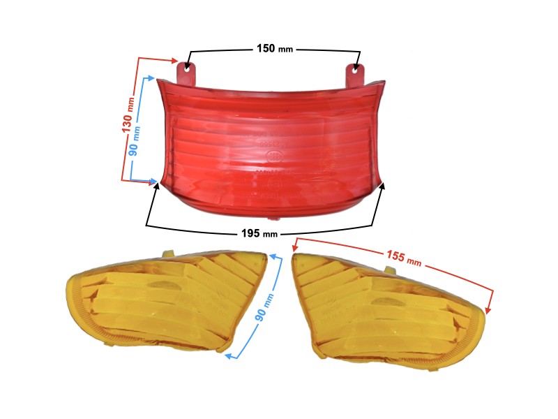 Rear lampshade with indicator lampshades for 21 2 scooter (orange)