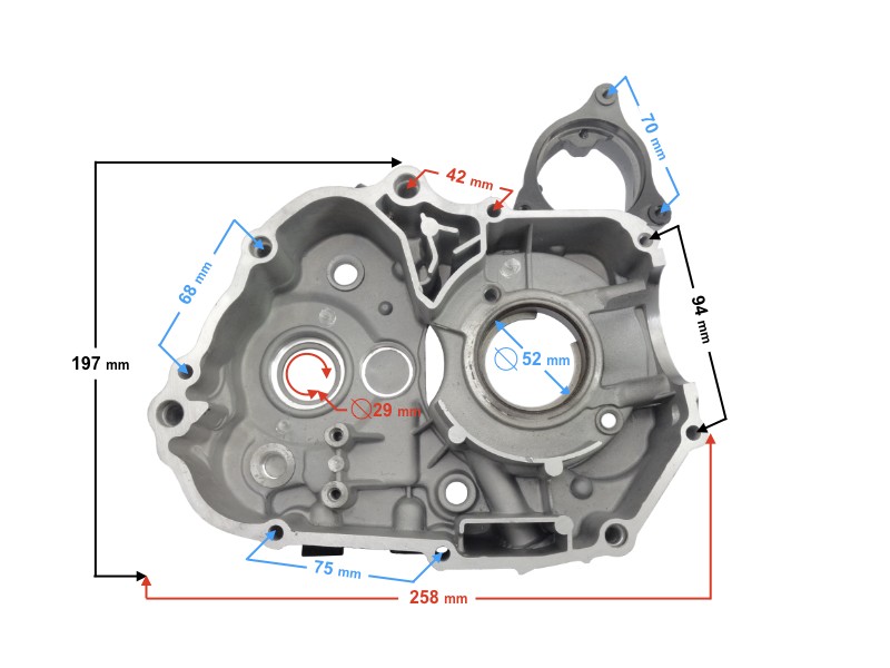 Left Engine crankcase for BTS 110 horizontal