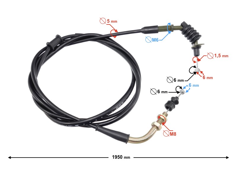 Gas throttle cable for Galactic scooterEuro 4