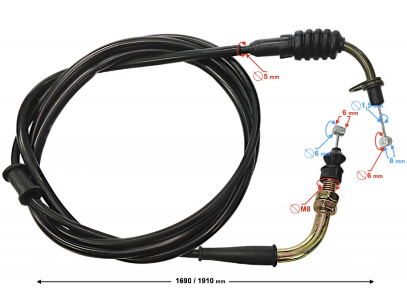 Gas throttle cable Active Gas throttle cable Active