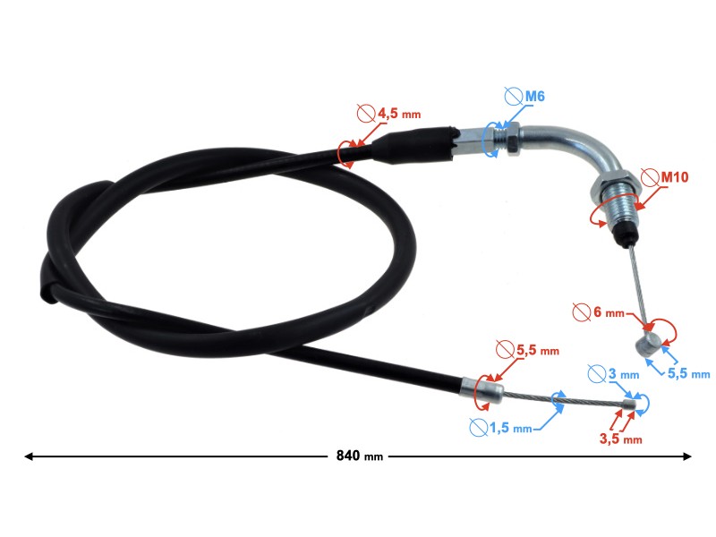 Gas throttle cable for Ranger Classic moped