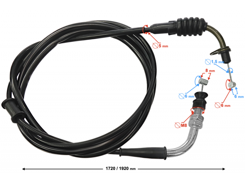 Gas throttle cable for B-Max scooter