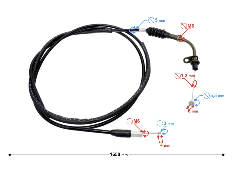Gas throttle cable for Firefox scooter