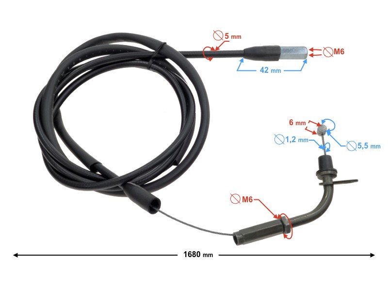 Gas throttle cable for Galactic scooter