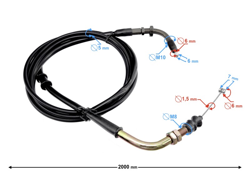 Gas throttle cable for 21 2 scooter