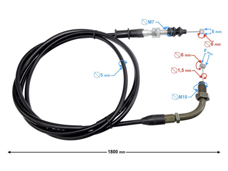 Gas throttle cable for Huragan Euro 4 scooter