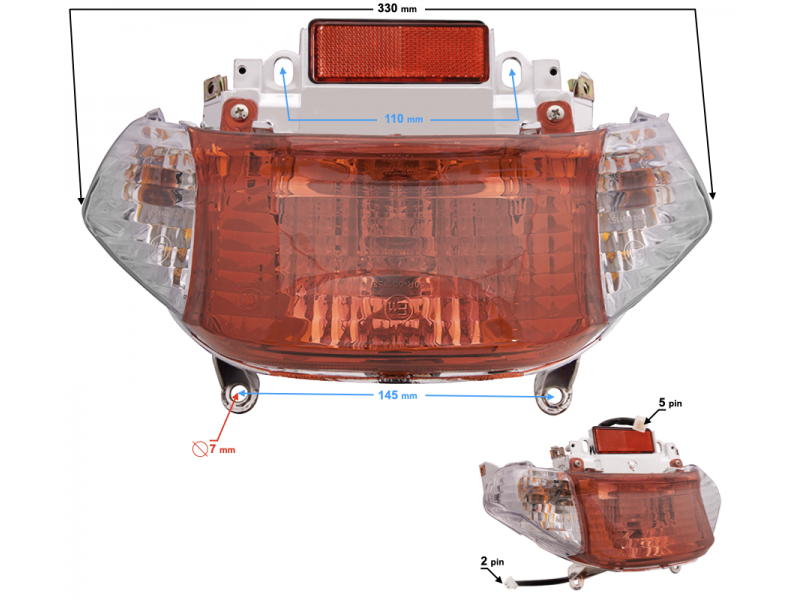 Rear lamp for scooter 21, white lampshades