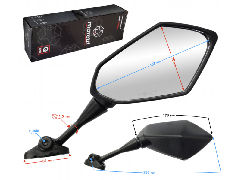 Moretti mirrors 1108 for moped FR with homologation