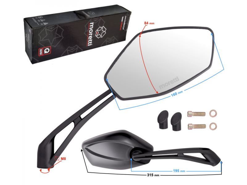 Mirrors L + R (thread diameter 8mm) for Firefox scooter with homologation
