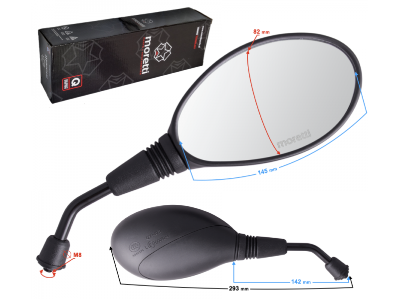 R + R mirrors (thread diameter 8mm) for scooter Orlando with homologation