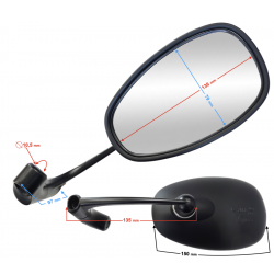 Mirrors for motorcycle Cafe Racer with homologation