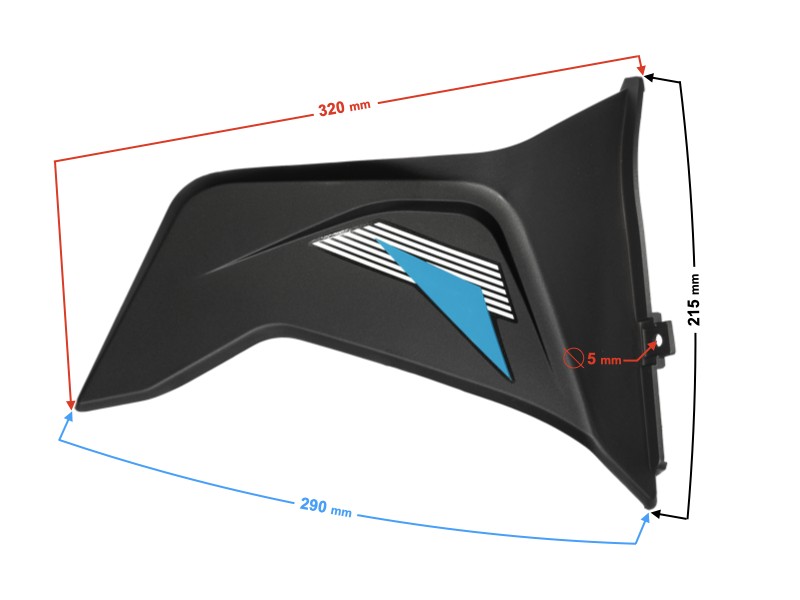 Front lower right casing, blue, fo FR 2 moped