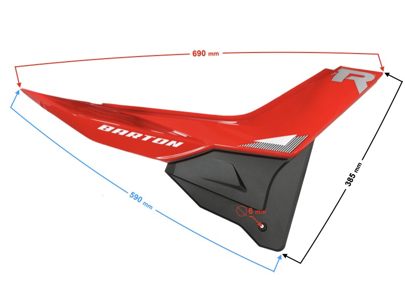 Side (rear) right casing for FR 2 moped, red