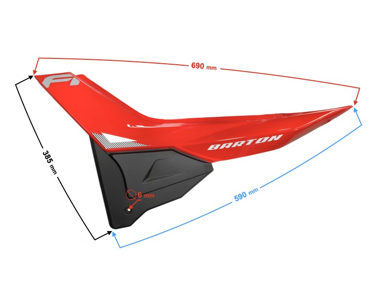 Side (rear) left casing for FR 2 moped, red Side (rear) left casing for FR 2 moped, red