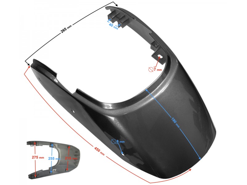 Rear cover, black for motorcycle Classic 125