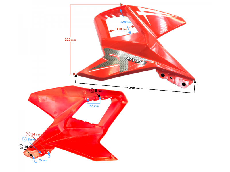 Left fuel tank cove, redr for Hyper 125 motorcycle