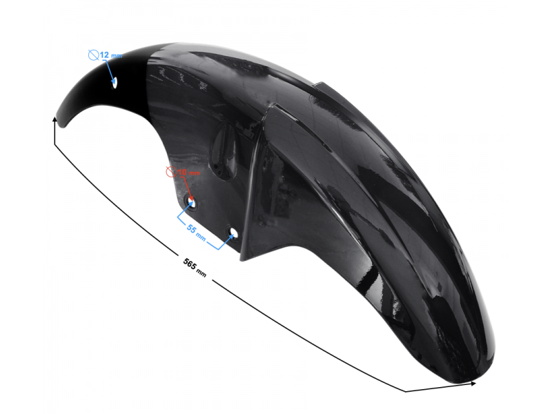 Cover - front fender, black for Fighter 2 moped