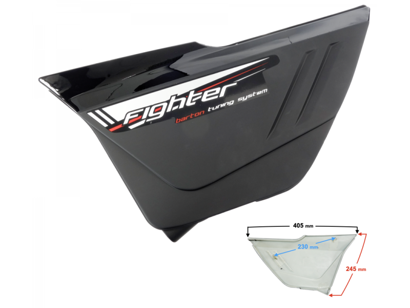 Left side cover, black for Fighter 2 moped