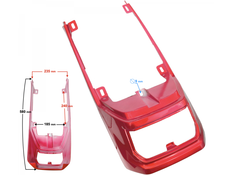 Rear red cover for Fighter 2 moped