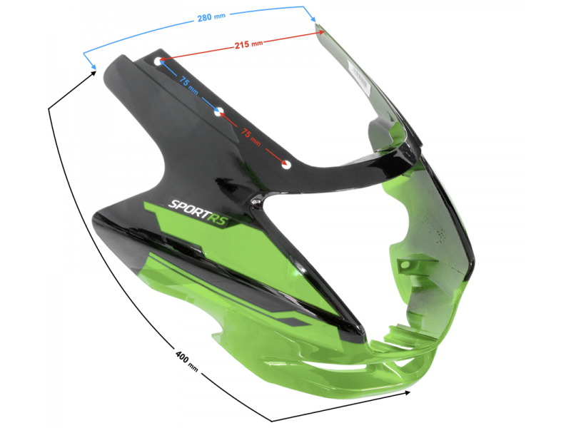 Headlamp cover, black-green for Sprint 2 moped