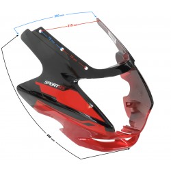 Headlamp cover, black-red for Sprint 2 moped