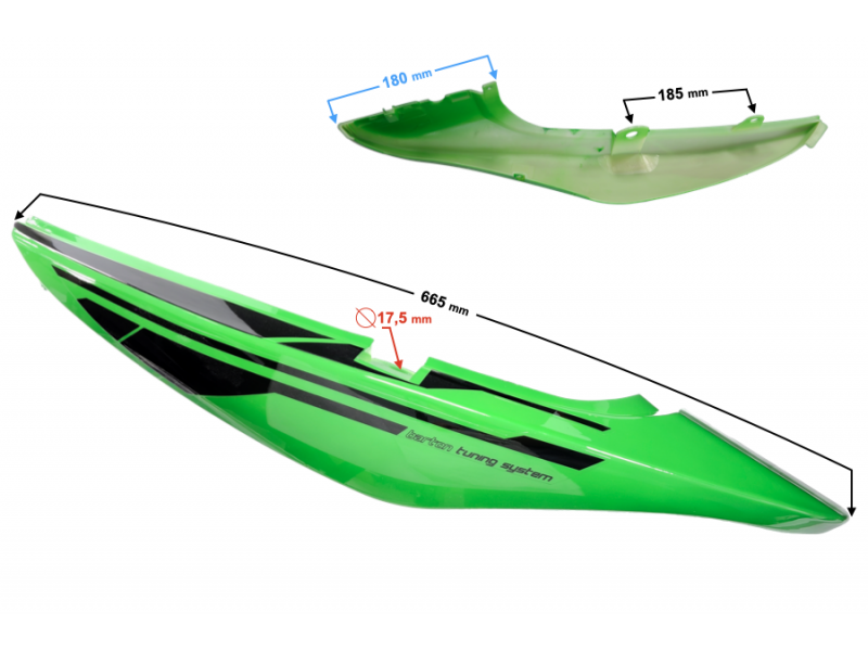 Rear left side cover, black-green for Sprint 2 moped