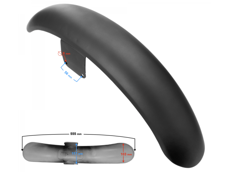 Front fender cover, graphite for Cafe Racer motorcycle
