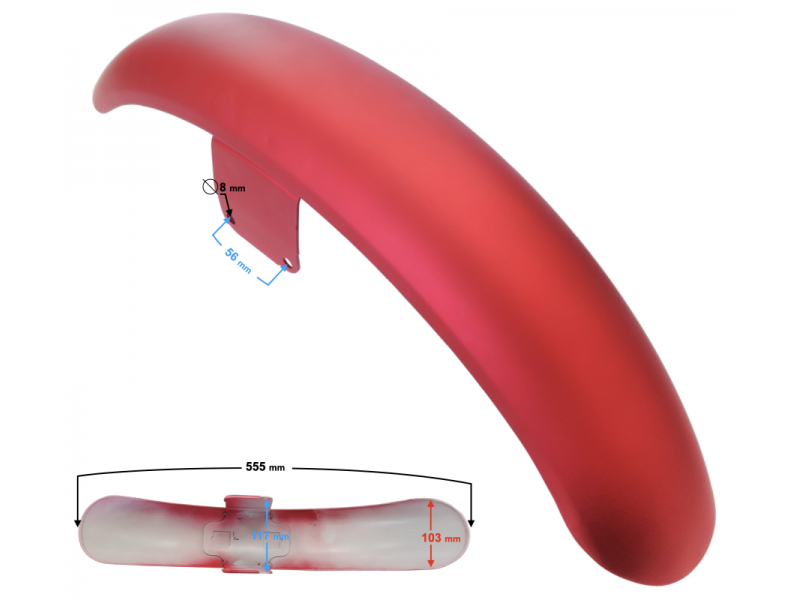 Front fender cover, red for Cafe Racer motorcycle