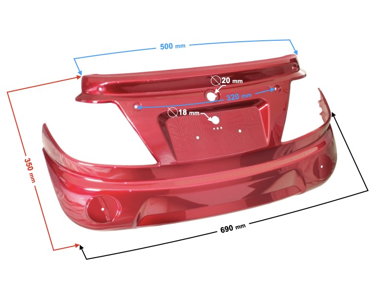 Rear cover red Tres scooter