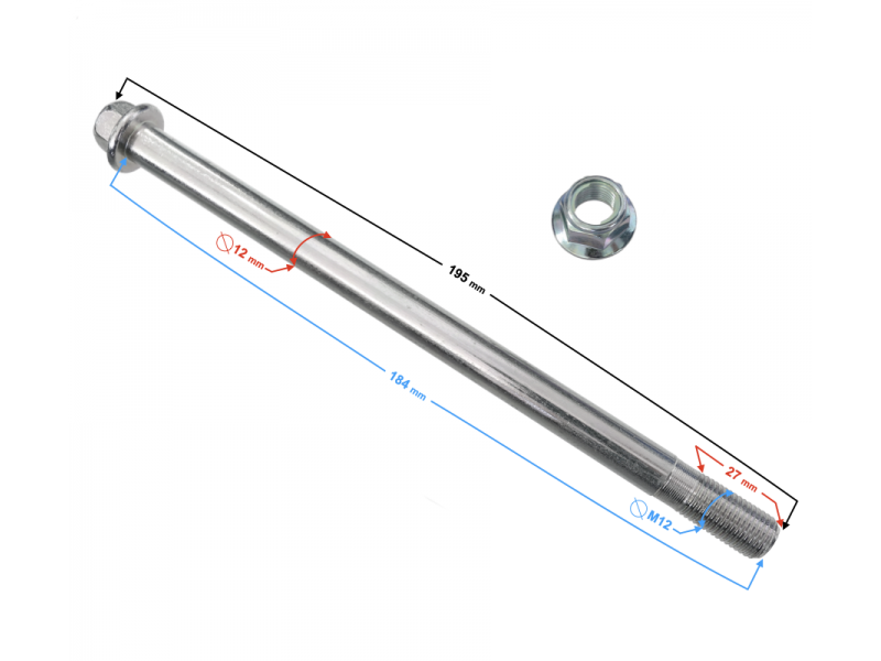Front wheel axle for Tres scooter