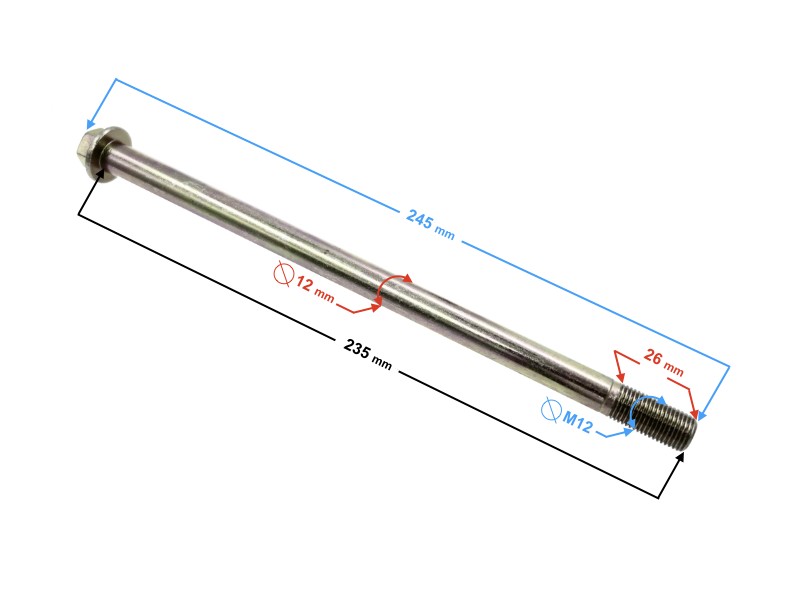 Front wheel axle for E-Max scooter