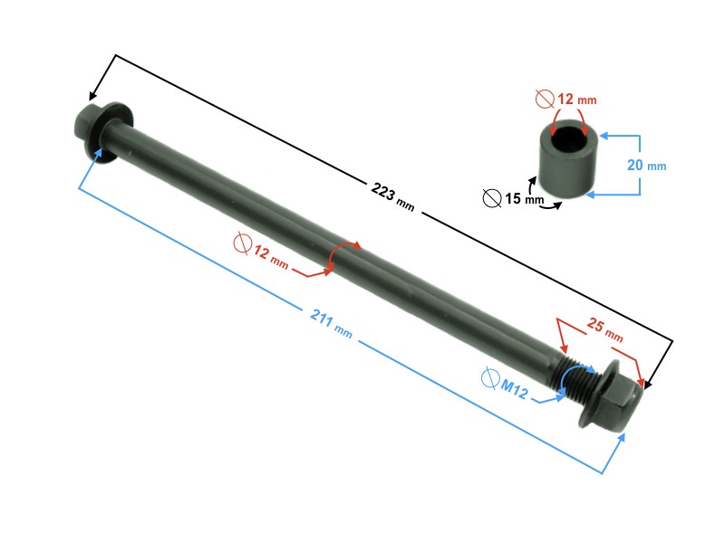 Front wheel axle for Cafe Racer motorcycle