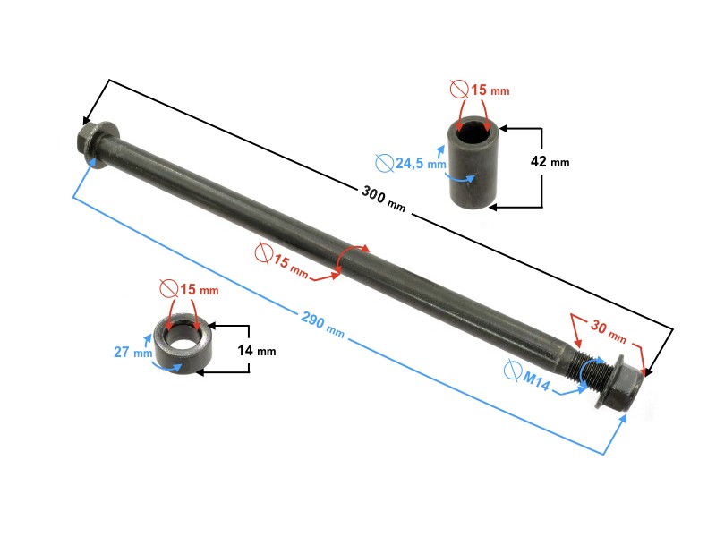 Rear wheel axle for for FR 2 moped