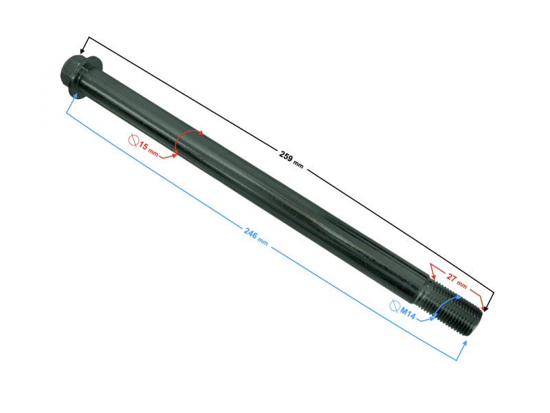 Rear wheel axle for Hyper 125 motorcycle