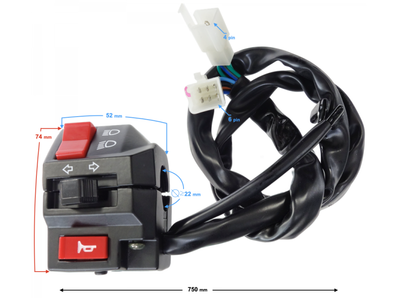 Combined switches, left for Hyper 125 motorcycle