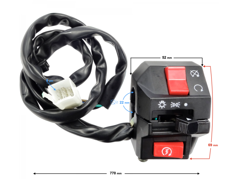 Combined switch, right for Hyper 125 motorcycle
