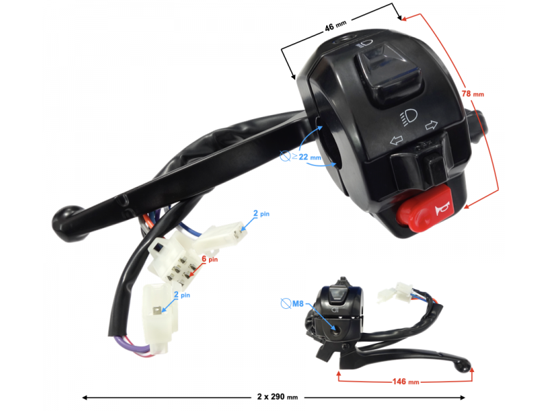 Combined switches, left for 21 2 scooter