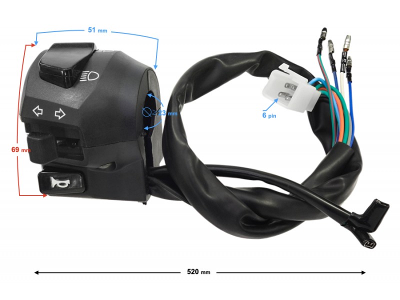 Combined switches, left for Cafe Racer motorcycle