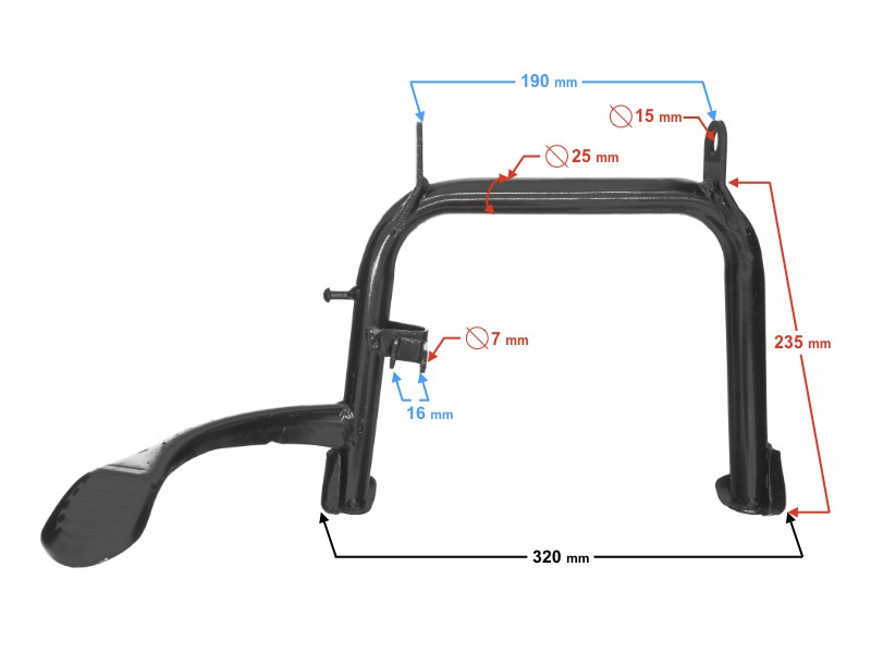 Central support for E-Max scooter
