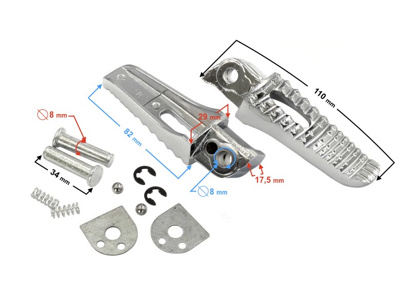 Rear footrests for B-Max scooter , set