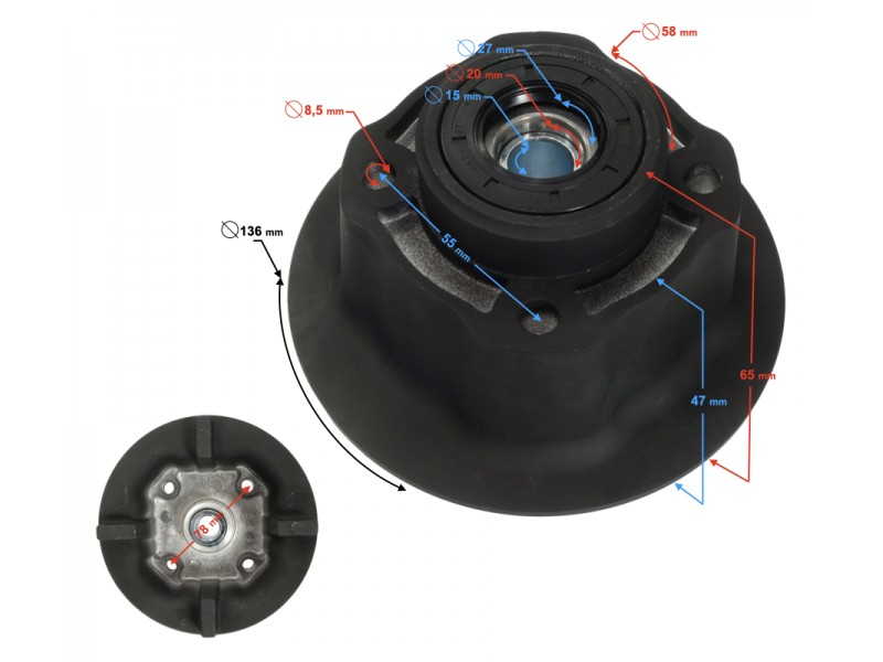 Rear wheel hub for Classic 125 motorcycle Rear wheel hub for Classic 125 motorcycle