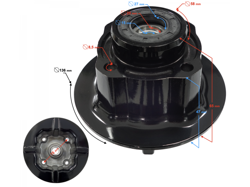 Rear wheel hub for Fighter 2 moped