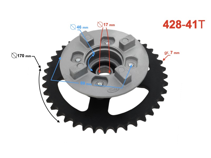 Rear wheel hub for Ranger Classic moped