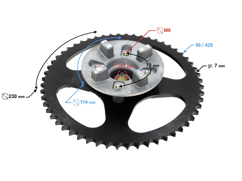 Rear wheel hub with sprocket for Ranger Classic (E4) moped