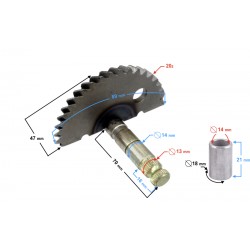 Kick starter shaft (crescent moon) for Firefox scooter (64mm)