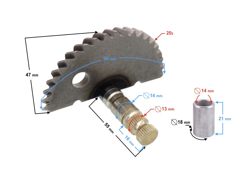 Kick Starter Shaft (Crescent Moon) for 4T 50cc Scooter (7 Teeth sprocket) Kick Starter Shaft (Crescent Moon) for 4T 50cc Scooter (7 Teeth sprocket)